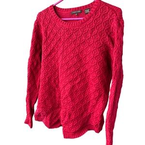 Women's Red Cable Knit Sweater